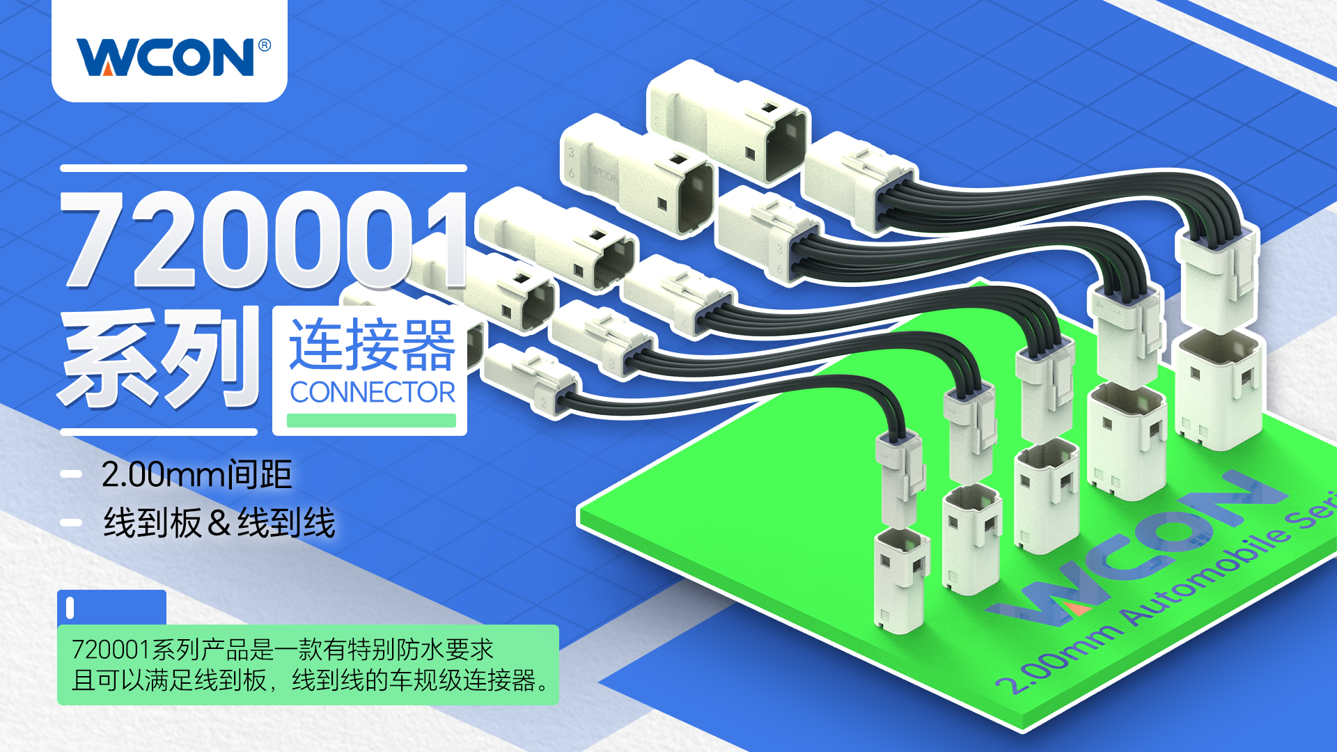 720001 系列汽车级万搏网页版登录入口器:小尺寸、高防护等级