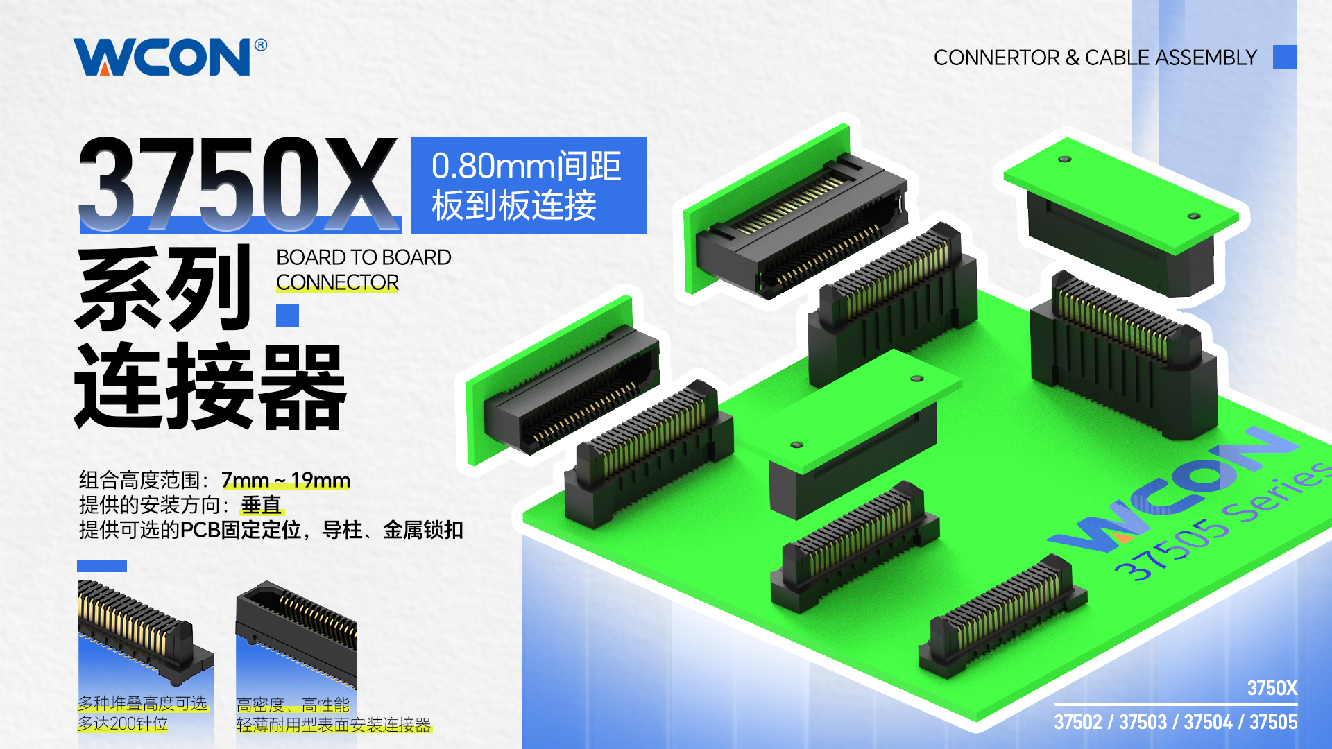 3750X 系列双排板对板万搏网页版登录入口器：56Gbps 高速、工业级精密万搏网页版登录入口解决方案